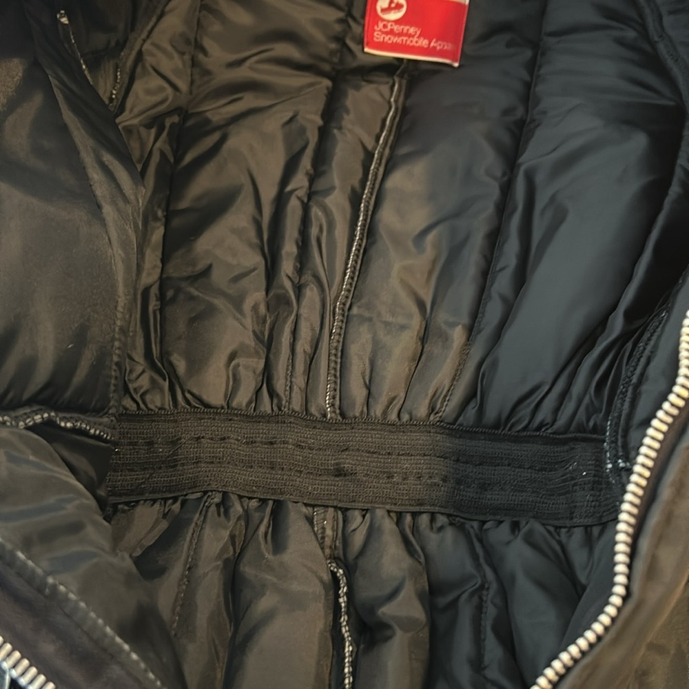 VTG 70s Insulated Snowmobile Suit Ski Full‎ Zip Ladies M JCP Black & Yellow - Picture 8 of 12